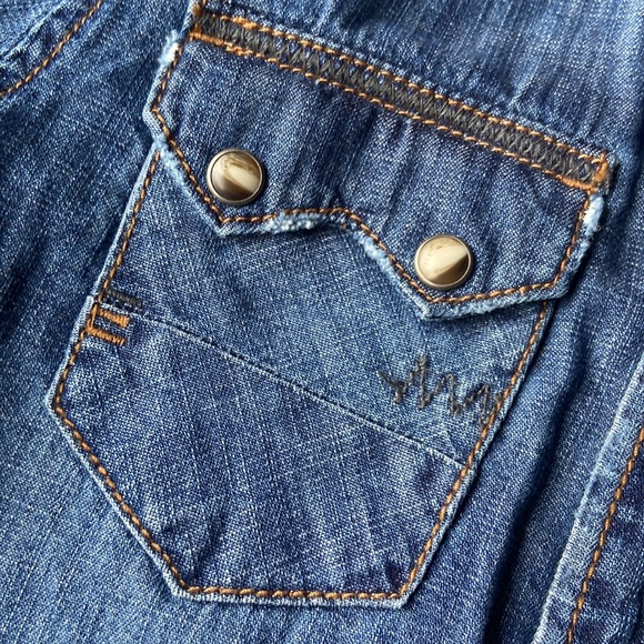 Zara boys denim shirt chambray snap front shirt kids western pockets size 8 - Picture 6 of 10